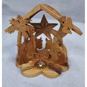 Nativity Scene Carved Olive Wood Handmade HolyLand Bethlehem Jerusalem Christmas